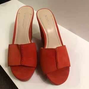 BCBGeneration Rexx wedge sandal orange heel. Womens 7B. Excellent used condition
